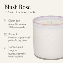 LAFCO New York Signature Candle Blush Rose wax burn demonstrates slow, even fragrance release