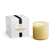 LAFCO New York Signature Chamomile Lavender candle in a glass front view fills room with comforting ambience.
