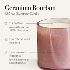 Close-up of wax and wick showing even burn and premium fragrance.