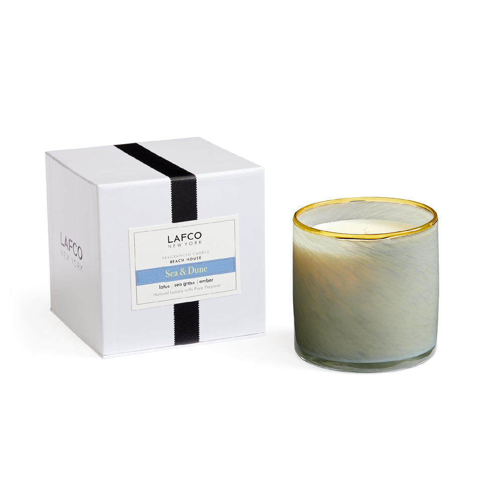 LAFCO New York Sea & Dune candle in a hand-blown glass vessel offering extended aroma.