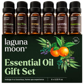 Lagunamoon 6-pack essential oils bundle displayed for aromatherapy and DIY crafting.