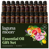 Lagunamoon essential oils set bottle lineup for diffusers and candles.