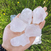 LAIDANLA Clear Quartz rough crystal close-up, ideal for meditation and energy balancing projects.