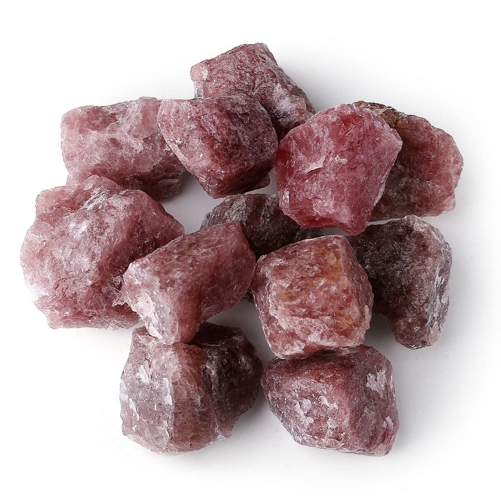 LAIDANLA Strawberry Quartz rough stone 1lb with natural texture for display and crafting.