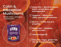 Laird Superfood Calm and Relax packaging and label for on-the-go routine