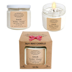 LAMARION'S BAZAAR Sage candle in kraft box emphasizes gift-ready presentation.