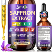 LAMFQA saffron extract tincture bottle 2oz for easy daily mood support.