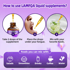 LAMFQA saffron tincture label closeup confirms vegan, non-GMO promise.