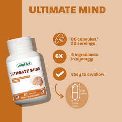 Land Art Ultimate Mind bottle pour shows easy-to-swallow capsules.