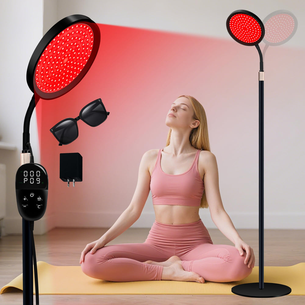 LanSuper red light therapy lamp on stand for versatile home use