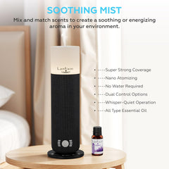 LANTIXIN waterless diffuser side panel highlighting compact footprint for hotel rooms