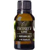 Lapew coconut & lime diffuser oil bottle in amber glass for lasting freshness.
