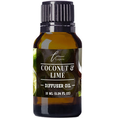 Lapew coconut & lime diffuser oil bottle in amber glass for lasting freshness.