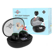 LaseLocks ear device emitting 650nm light for gentle ear wellness.