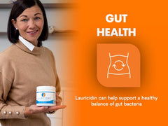Lauricidin pellets close-up, easy to add to daily routine.