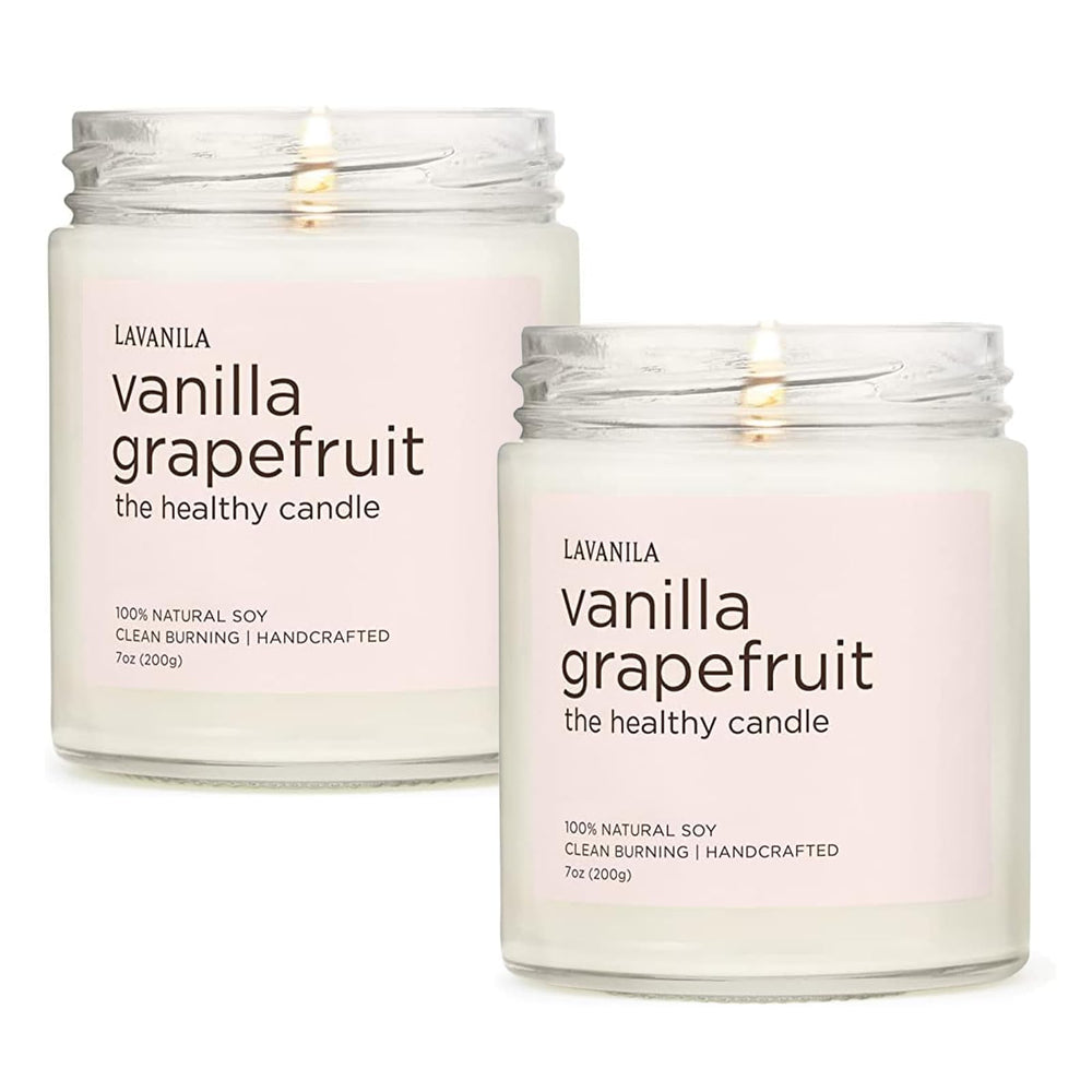 Lavanila vanilla grapefruit candle set of 2 in 7 oz jars for clean, uplifting ambiance.