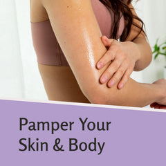 Lavender Massage Oil on skin; calming self-care ritual.