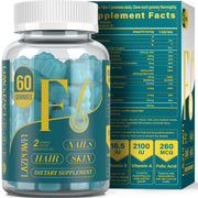 Lazpowfi Biotin Gummies bottle front shows vegan hair skin nails formula