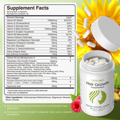Lazpowfi capsules close-up highlighting biotin-rich formula for hair health