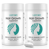 Lazpowfi hair growth bottle image shows the 60-serving bottle promoting healthy hair maintenance.
