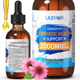 Lazpowfi liposomal lymphatic drops bottle close-up showing strawberry flavor