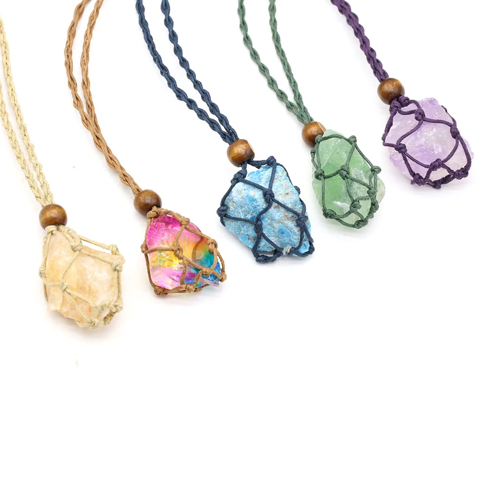LE SKY natural stone pendant necklace with raw crystals for everyday style