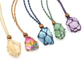 LE SKY natural stone pendant necklace with raw crystals for everyday style
