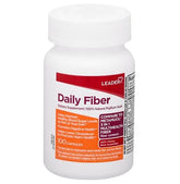 Leader Daily Psyllium Husk Powder bottle promoting digestive comfort and regularity.