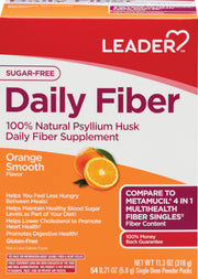 Leader Psyllium Husk Powder bottle on the kitchen counter for daily digestive support