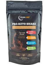Lean 180 Pro-Keto Shake chocolate bottle, high-protein, low-carb quick meal.