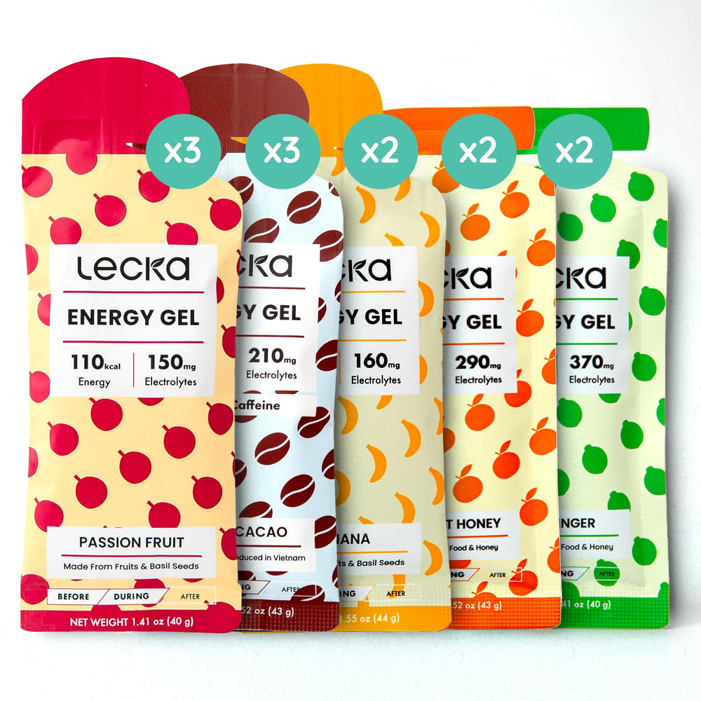 Lecka Energy Gel banana-passion-fruit for natural energy during endurance runs.