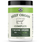 Left Coast Performance Beef Organ Complex bottle on a clean desk for daily carnivore routines.