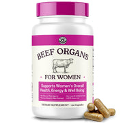Left Coast Performance Beef Organs Women bottle front for daily energy support.