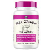 Left Coast Performance Beef Organs for Women bottle supports daily energy and vitality.