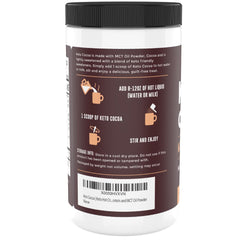 Left Coast Performance Keto Cocoa powder being whisked, showcasing protein and MCT infusion.