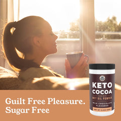 Left Coast Performance Keto Cocoa serving packet on plate, great for quick keto treats.