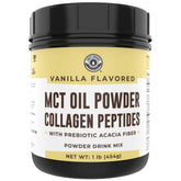 Left Coast Performance MCT oil powder vanilla tub delivers clean energy for mornings.