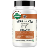 Left Coast Performance beef liver capsules packaging highlights premium grass-fed source for natural energy support.