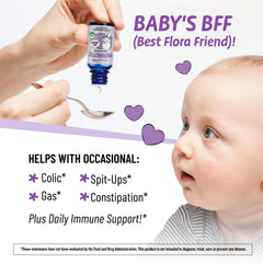 Legendairy Milk Baby Probiotic Drops ingredients close-up showing four probiotic strains.