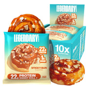 Legendary Foods Cinnamon Roll bar pack front for a high-protein, gluten-free snack on the go.