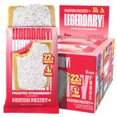 Legendary Foods frosted strawberry pastry front view, high-protein keto snack option.