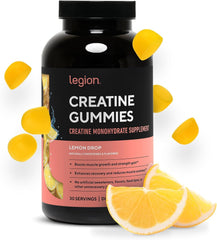 LEGION Creatine Monohydrate Gummies bottle for convenient daily training support.