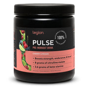 LEGION preworkout cherry limeade bottle showing a naturally sweetened energy blend