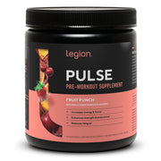 LEGION Pulse fruit punch tub with clean label for informed pre-workout choices
