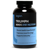 LEGION Triumph women's multivitamin bottle front view supports daily energy for workouts.