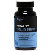 LEGION Vitality bottle displays Blueberry Blend supporting sustained energy and focus.