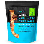 LEGION Whey+ bottle front view highlighting clean label and grass-fed origin.