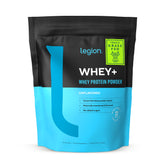 LEGION Whey+ bottle front highlighting grass-fed protein for easy digestion