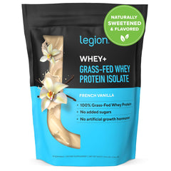 LEGION Whey+ protein powder scoop ready for a quick, clean shake.