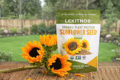 Lekithos Sunflower Protein scoop dispensing for quick recipe measurement